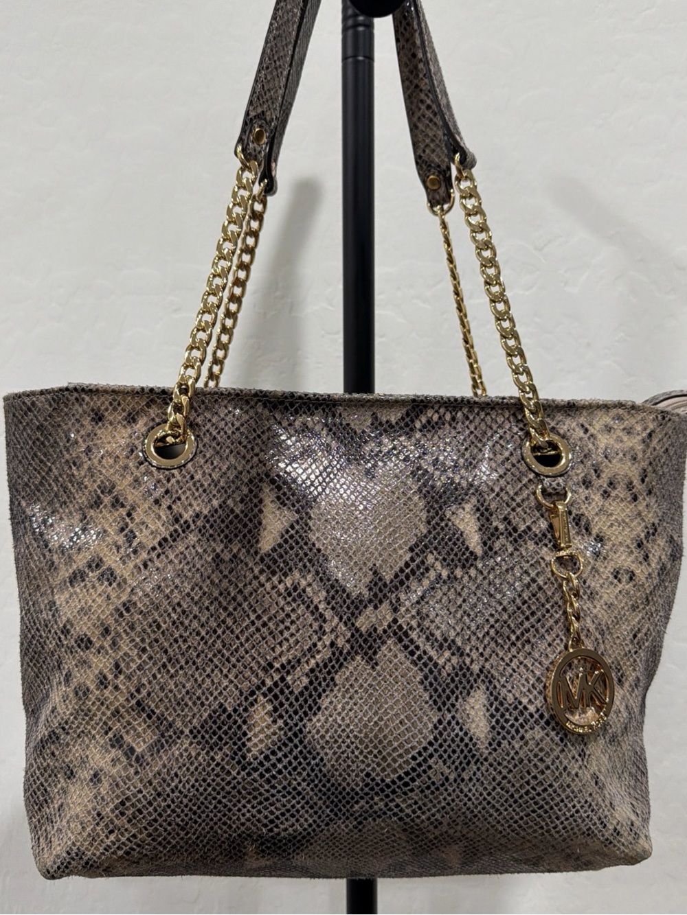 Michael Kors Jet Set Chain Python Lg Leather Tote